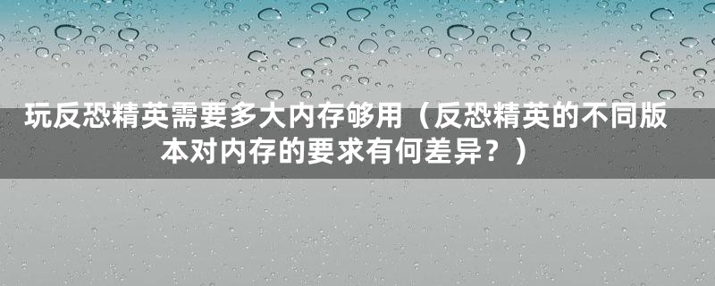 玩反恐精英需要多大内存够用(反恐精英的不同版本对内存的要求有何差异?)