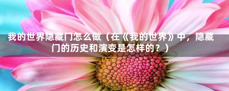 我的世界隐藏门怎么做(在《我的世界》中,隐藏门的历史和演变是怎样的?)