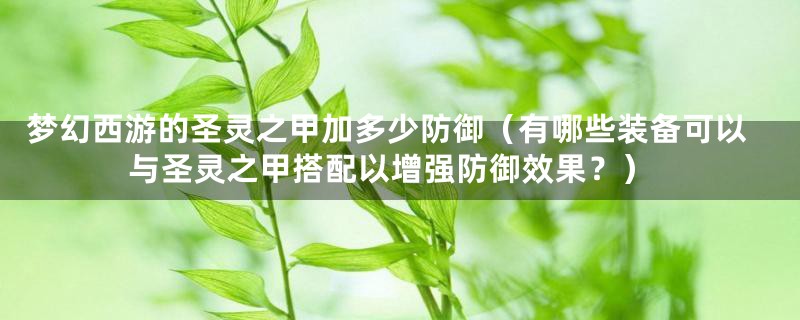 梦幻西游的圣灵之甲加多少防御（有哪些装备可以与圣灵之甲搭配以增强防御效果？）