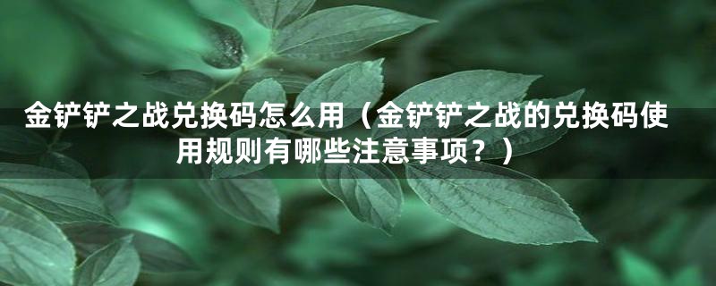 金铲铲之战兑换码怎么用(金铲铲之战的兑换码使用规则有哪些注意事项?)