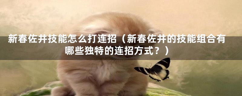 新春佐井技能怎么打连招（新春佐井的技能组合有哪些独特的连招方式？）