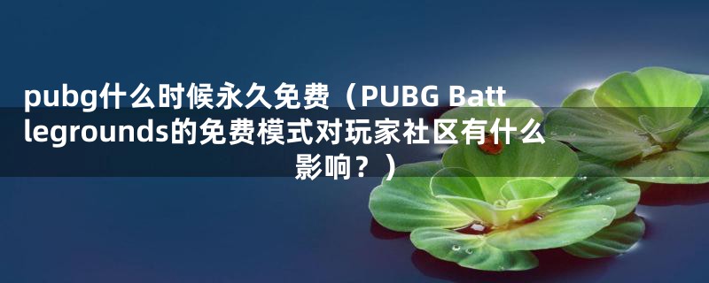 pubg什么时候永久免费(PUBG Battlegrounds的免费模式对玩家社区有什么影响?)