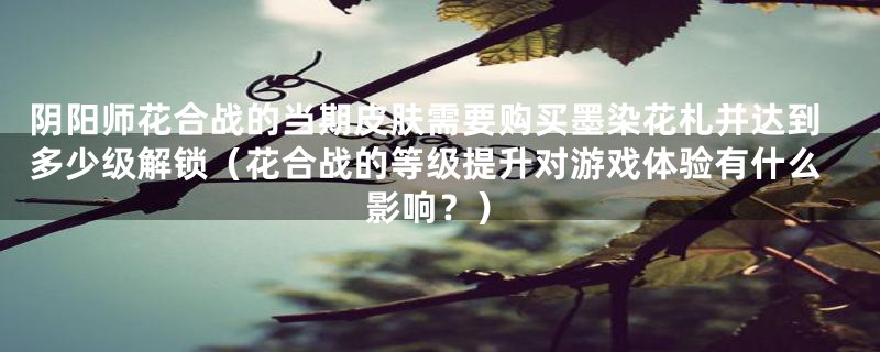 阴阳师花合战的当期皮肤需要购买墨染花札并达到多少级解锁(花合战的等级提升对游戏体验有什么影响?)