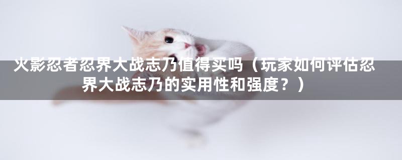 火影忍者忍界大战志乃值得买吗（玩家如何评估忍界大战志乃的实用性和强度？）