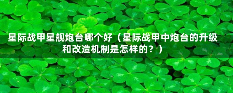 星际战甲星舰炮台哪个好(星际战甲中炮台的升级和改造机制是怎样的?)