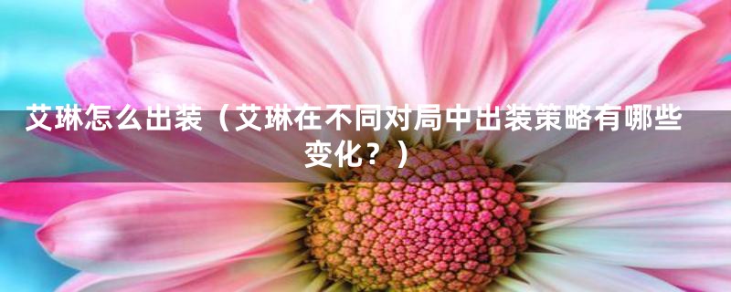 艾琳怎么出装(艾琳在不同对局中出装策略有哪些变化?)