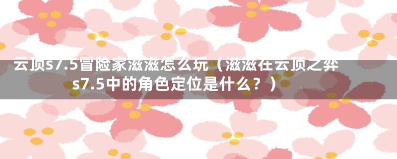 云顶s7.5冒险家滋滋怎么玩（滋滋在云顶之弈s7.5中的角色定位是什么？）