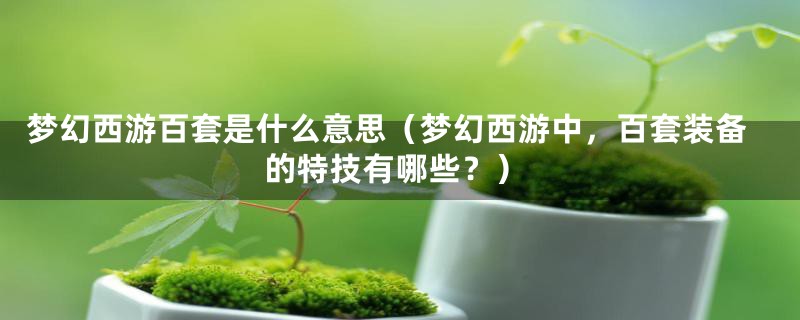 梦幻西游百套是什么意思（梦幻西游中，百套装备的特技有哪些？）