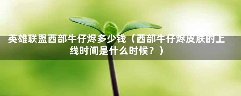 英雄联盟西部牛仔烬多少钱(西部牛仔烬皮肤的上线时间是什么时候?)