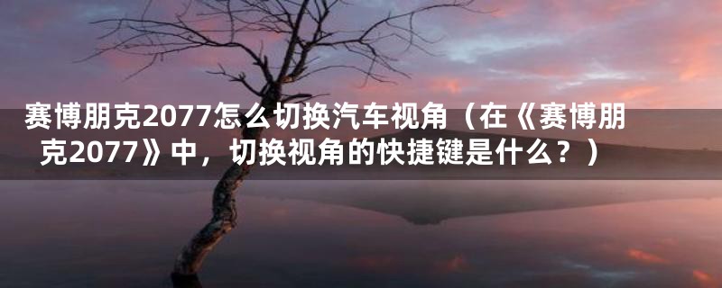 赛博朋克2077怎么切换汽车视角(在《赛博朋克2077》中,切换视角的快捷键是什么?)