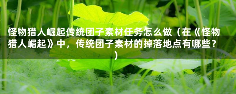 怪物猎人崛起传统团子素材任务怎么做(在《怪物猎人崛起》中,传统团子素材的掉落地点有哪些?)