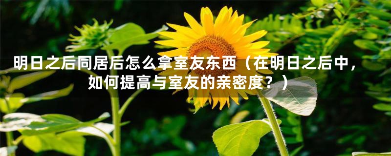 明日之后同居后怎么拿室友东西（在明日之后中，如何提高与室友的亲密度？）