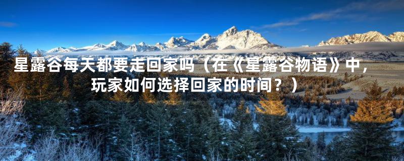 星露谷每天都要走回家吗（在《星露谷物语》中，玩家如何选择回家的时间？）