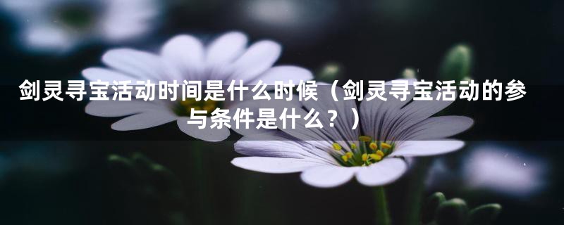 剑灵寻宝活动时间是什么时候(剑灵寻宝活动的参与条件是什么?)