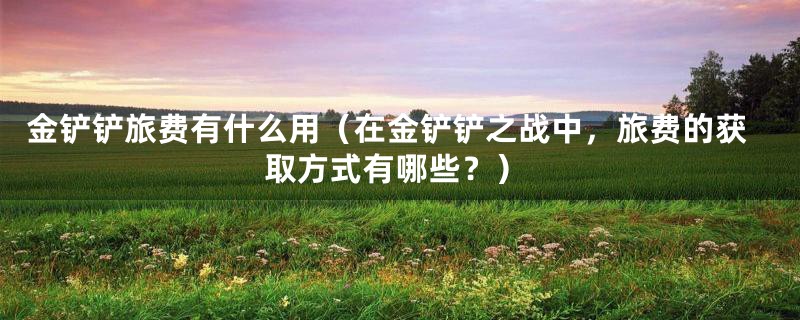 金铲铲旅费有什么用(在金铲铲之战中,旅费的获取方式有哪些?)