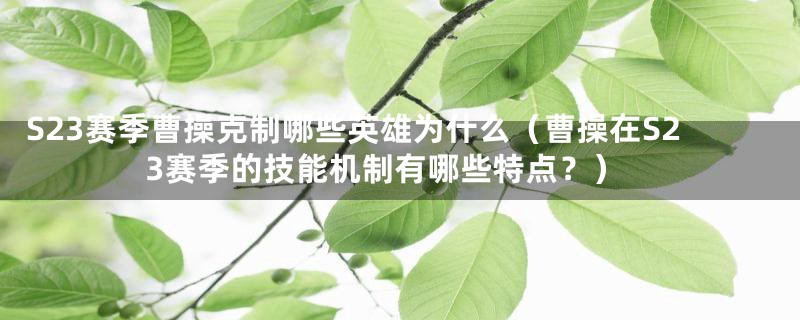 S23赛季曹操克制哪些英雄为什么(曹操在S23赛季的技能机制有哪些特点?)