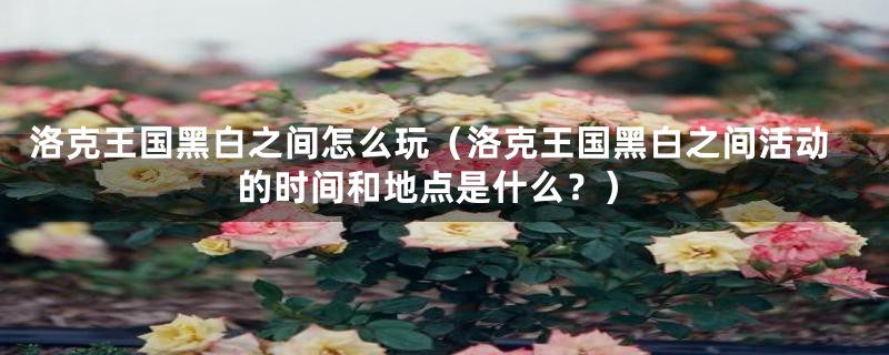 洛克王国黑白之间怎么玩(洛克王国黑白之间活动的时间和地点是什么?)