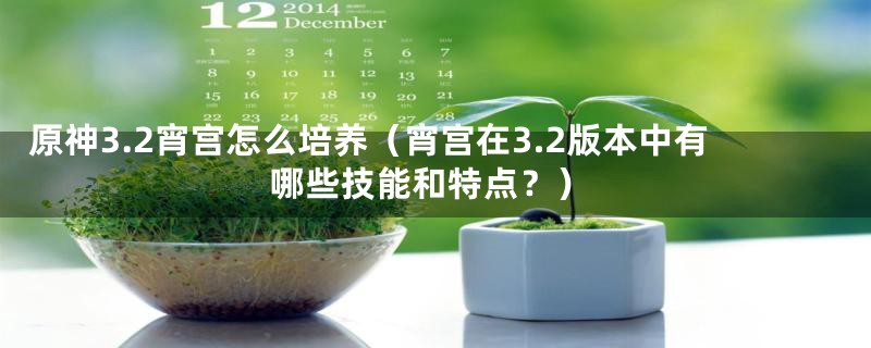 原神3.2宵宫怎么培养（宵宫在3.2版本中有哪些技能和特点？）