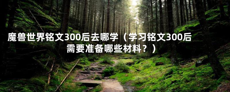 魔兽世界铭文300后去哪学(学习铭文300后需要准备哪些材料?)
