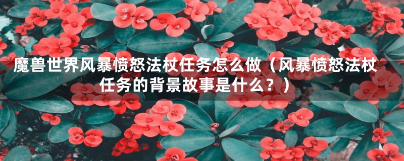 魔兽世界风暴愤怒法杖任务怎么做(风暴愤怒法杖任务的背景故事是什么?)