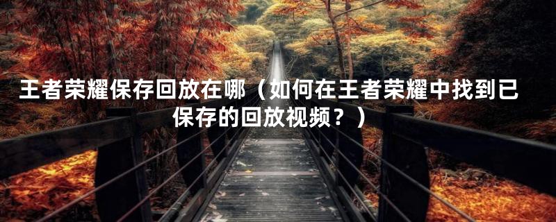王者荣耀保存回放在哪(如何在王者荣耀中找到已保存的回放视频?)