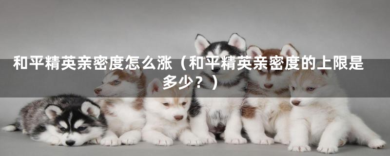 和平精英亲密度怎么涨(和平精英亲密度的上限是多少?)