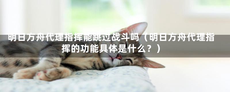 明日方舟代理指挥能跳过战斗吗(明日方舟代理指挥的功能具体是什么?)