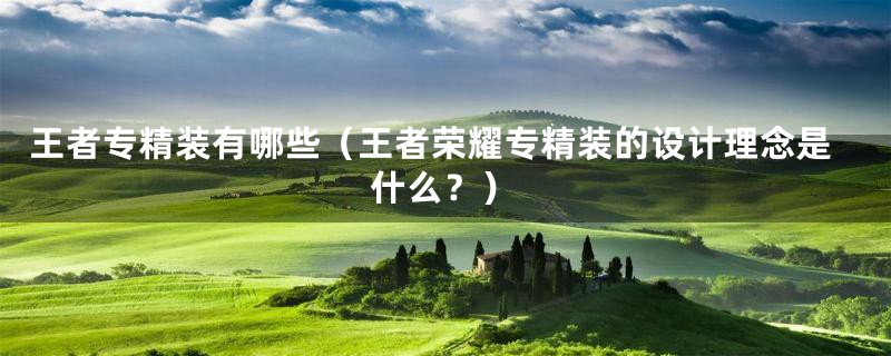 王者专精装有哪些(王者荣耀专精装的设计理念是什么?)