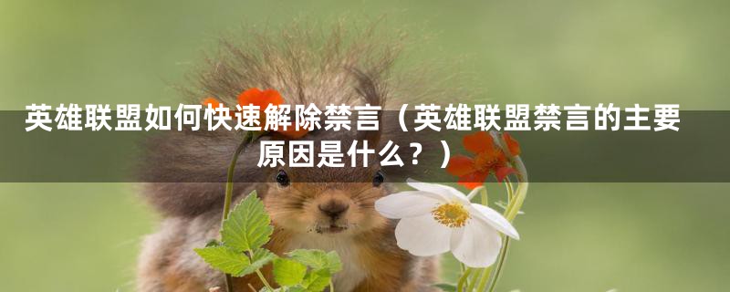 英雄联盟如何快速解除禁言(英雄联盟禁言的主要原因是什么?)