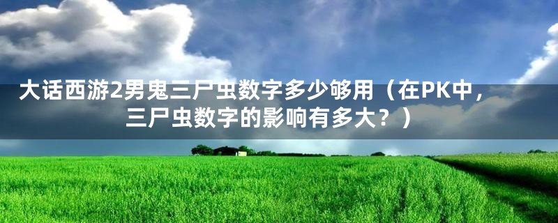 大话西游2男鬼三尸虫数字多少够用(在PK中,三尸虫数字的影响有多大?)