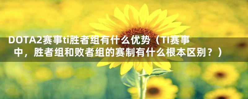 DOTA2赛事ti胜者组有什么优势(TI赛事中,胜者组和败者组的赛制有什么根本区别?)