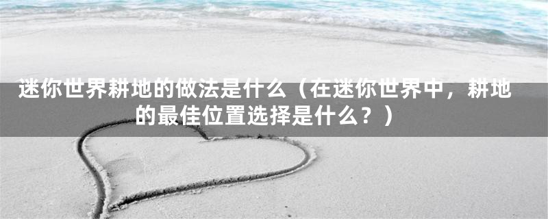 迷你世界耕地的做法是什么(在迷你世界中,耕地的最佳位置选择是什么?)