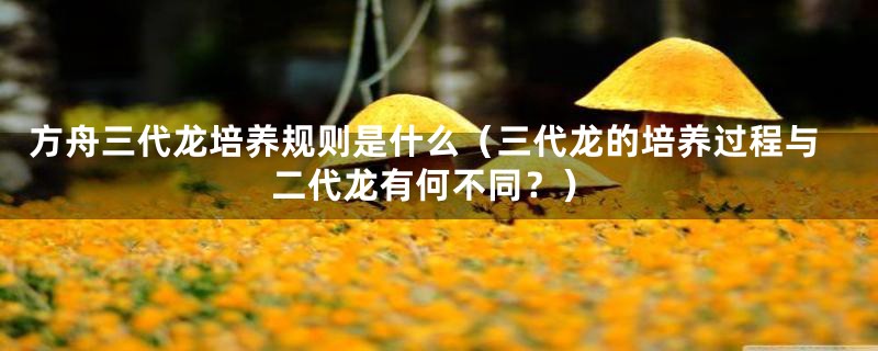 方舟三代龙培养规则是什么(三代龙的培养过程与二代龙有何不同?)