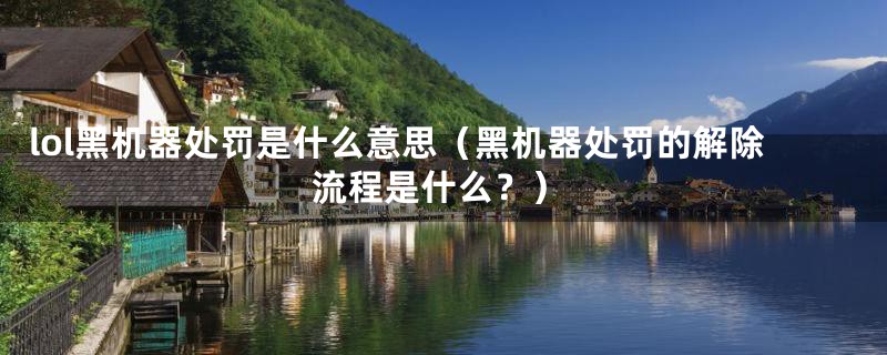 lol黑机器处罚是什么意思(黑机器处罚的解除流程是什么?)