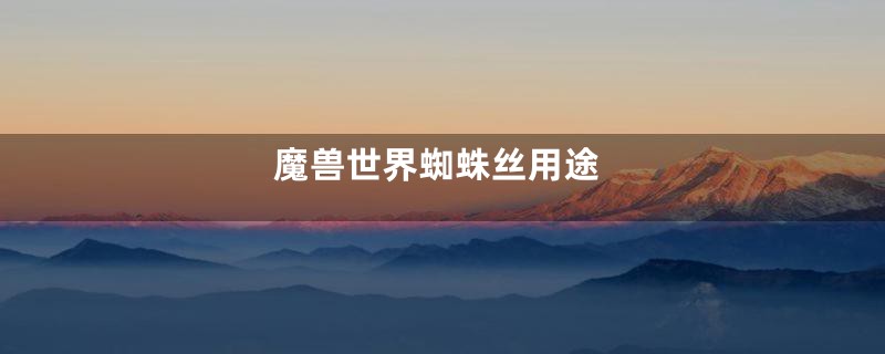 魔兽世界蜘蛛丝用途