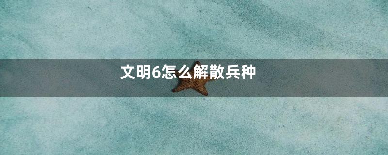 文明6怎么解散兵种