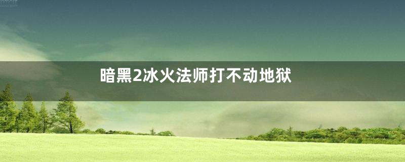 暗黑2冰火法师打不动地狱