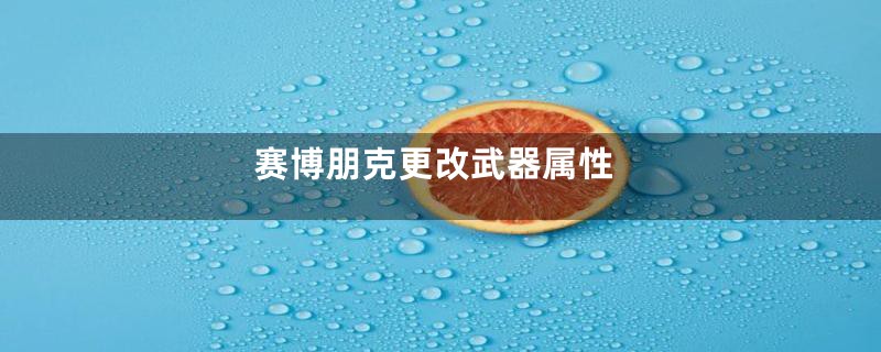 赛博朋克更改武器属性