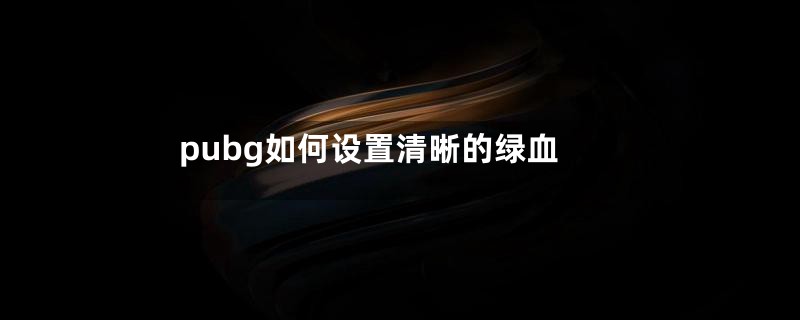 pubg如何设置清晰的绿血