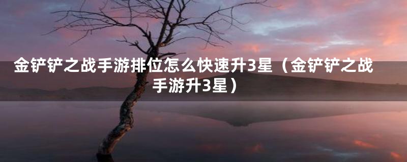 金铲铲之战手游排位怎么快速升3星（金铲铲之战手游升3星）