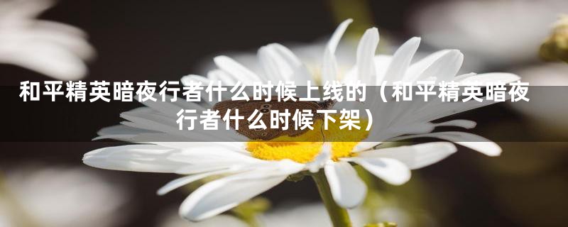 和平精英暗夜行者什么时候上线的（和平精英暗夜行者什么时候下架）