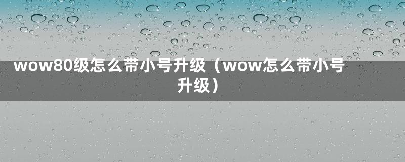 wow80级怎么带小号升级（wow怎么带小号升级）