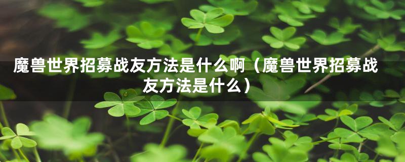 魔兽世界招募战友方法是什么啊（魔兽世界招募战友方法是什么）