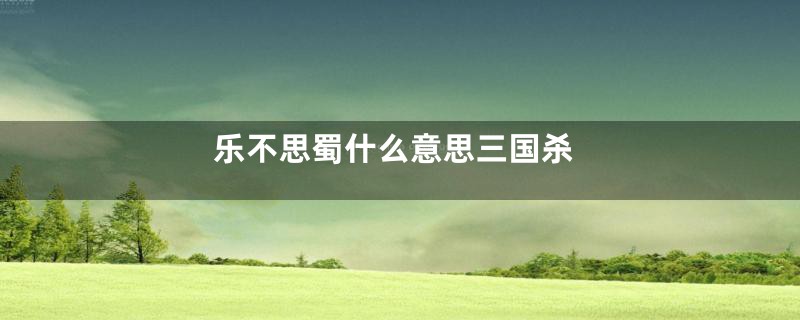 乐不思蜀什么意思三国杀