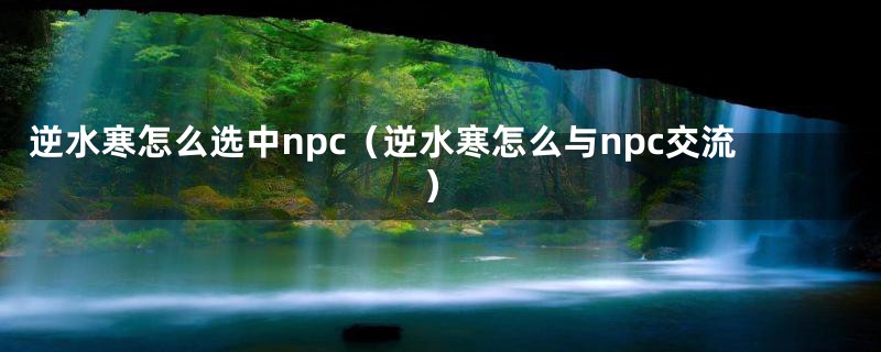 逆水寒怎么选中npc(逆水寒怎么与npc交流)