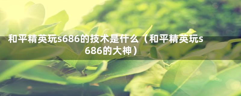 和平精英玩s686的技术是什么(和平精英玩s686的大神)