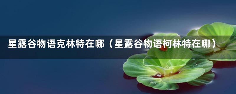 星露谷物语克林特在哪(星露谷物语柯林特在哪)