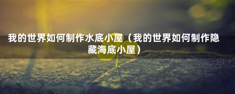 我的世界如何制作水底小屋（我的世界如何制作隐藏海底小屋）