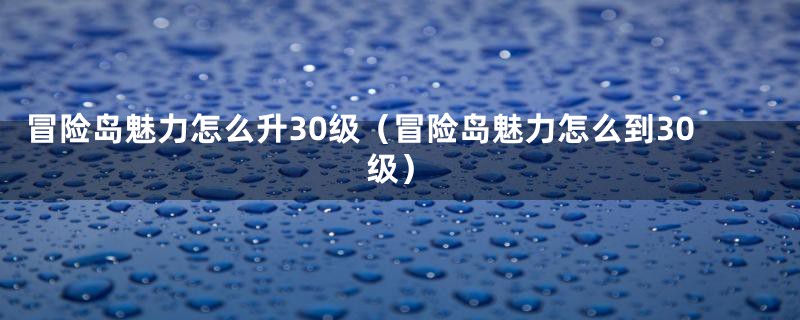 冒险岛魅力怎么升30级(冒险岛魅力怎么到30级)