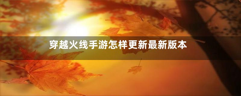 穿越火线手游怎样更新最新版本